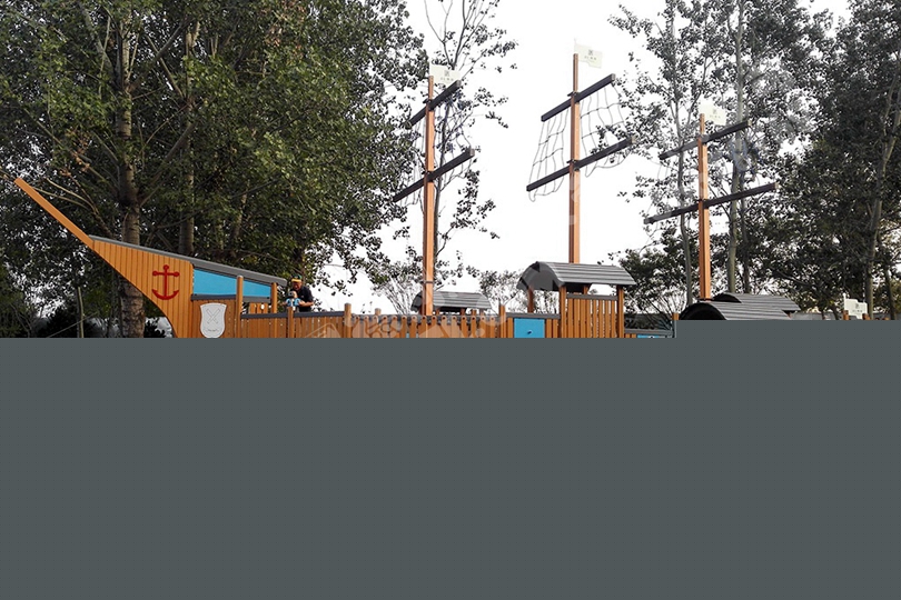 高端幼兒園戶外木制滑梯